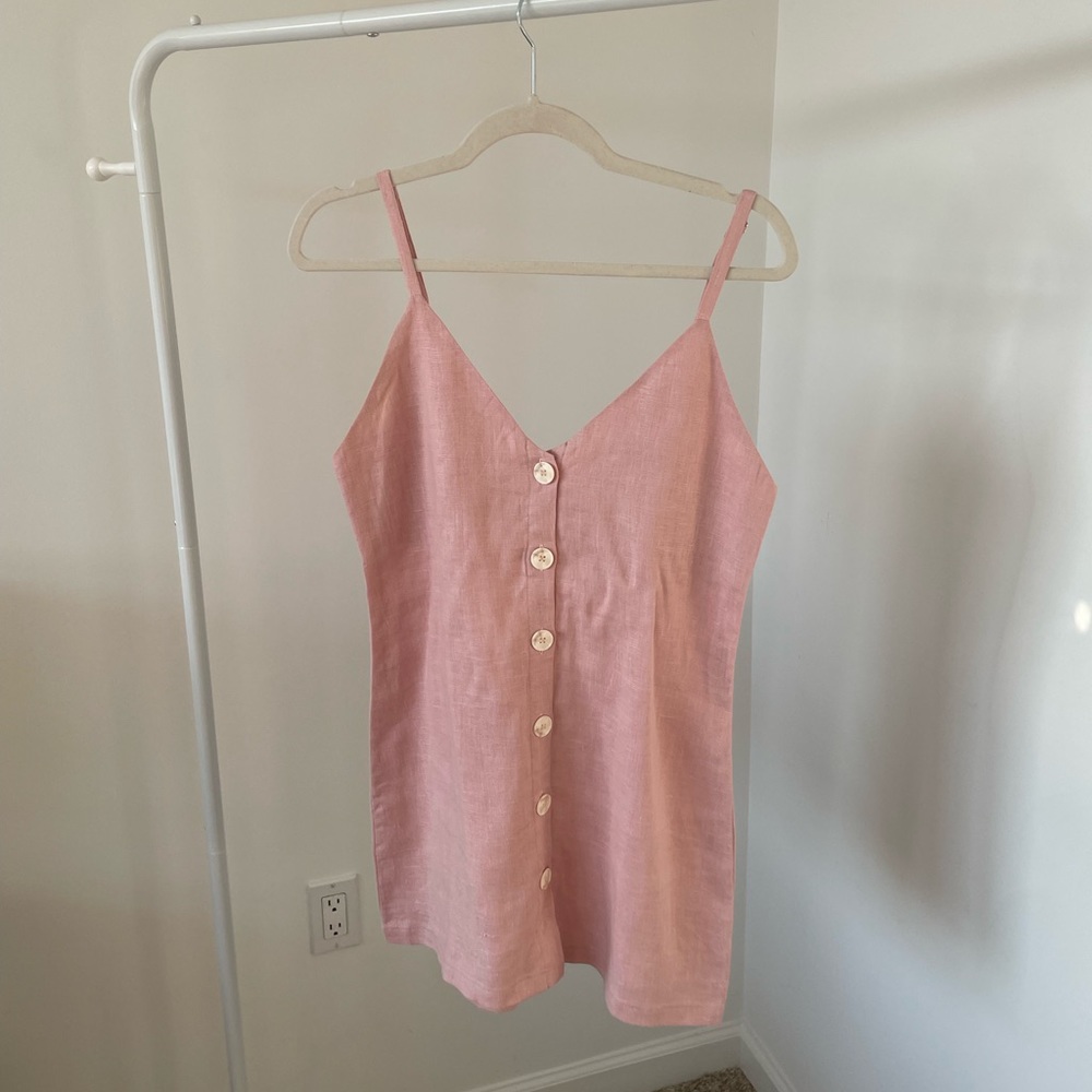 Reformation 100% Linen Mini Dress in Pink - Size S